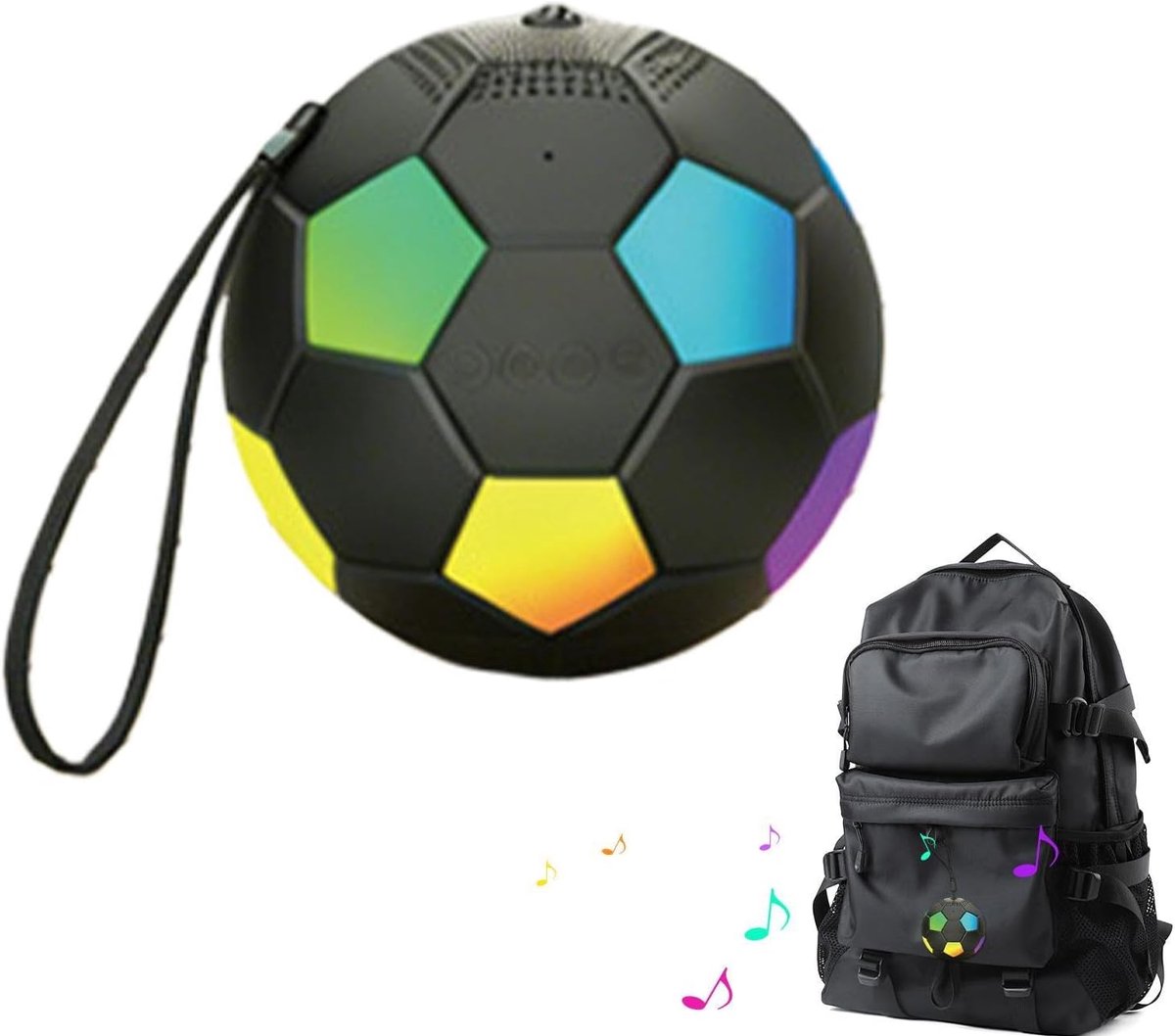 Draagbare Draadloze Luidspreker - Voetbal Speaker - Muziek Luisteren Buiten - Dynamische Sfeerverlichting - 9 x 9 x 9 cm
