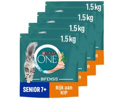 PURINA® ONE® Senior - Kattenbrokjes - Kip & Volkoren Granen - 4 x 1.5 kg