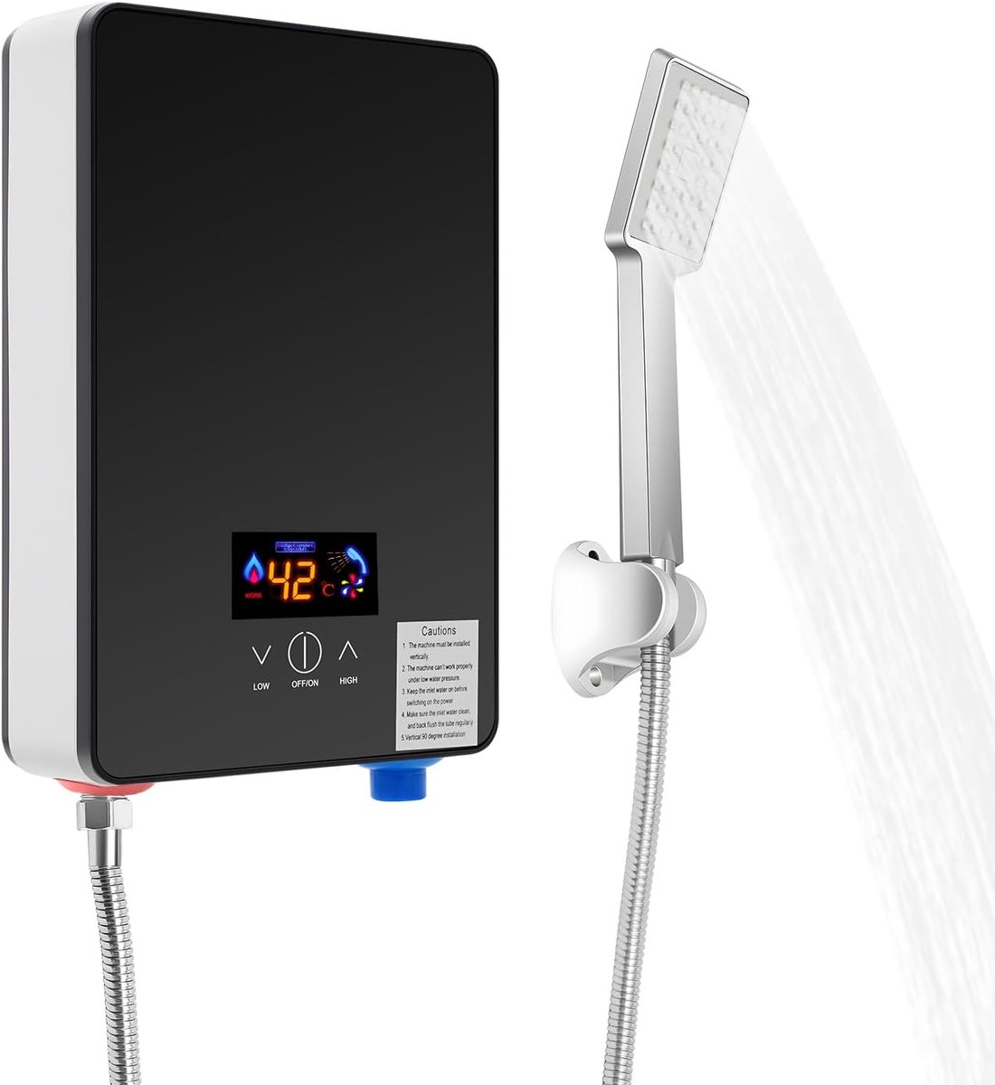 Doorstroomboiler Elektrisch - Mini Boiler Instant - Direct Warm Water - Snelle Verwarming 3 Sec - 6500W 220V - Zwart