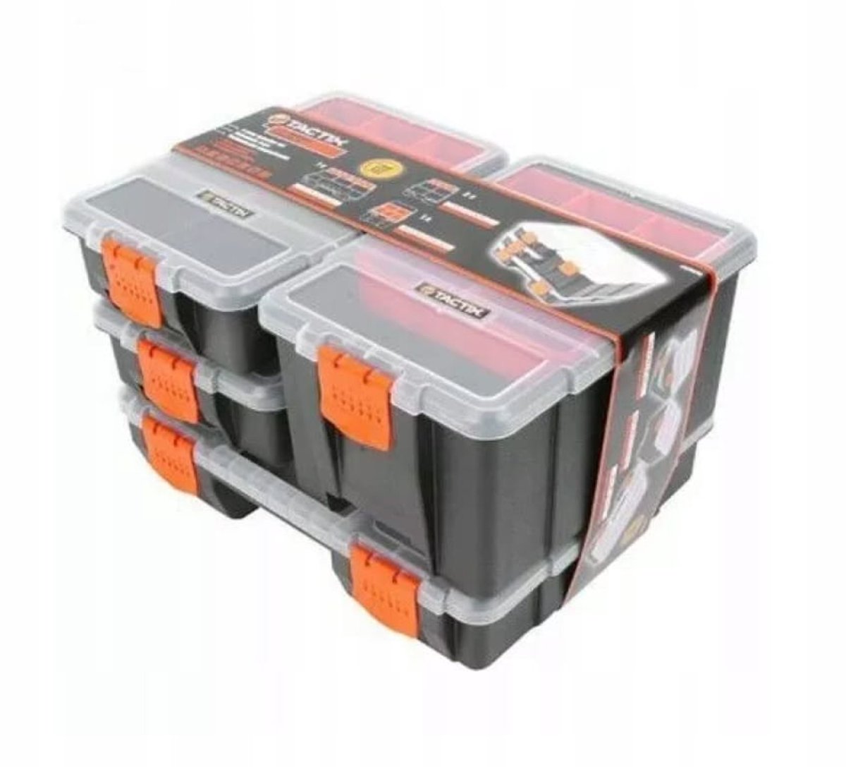 SILA Serie - Workshop Organizer - 4 in 1 - Kunststof - Zwart/Oranje/Transparant
