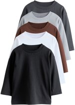 Next - Jongens - Set van 5 T-shirts met lange mouwen - Zwart