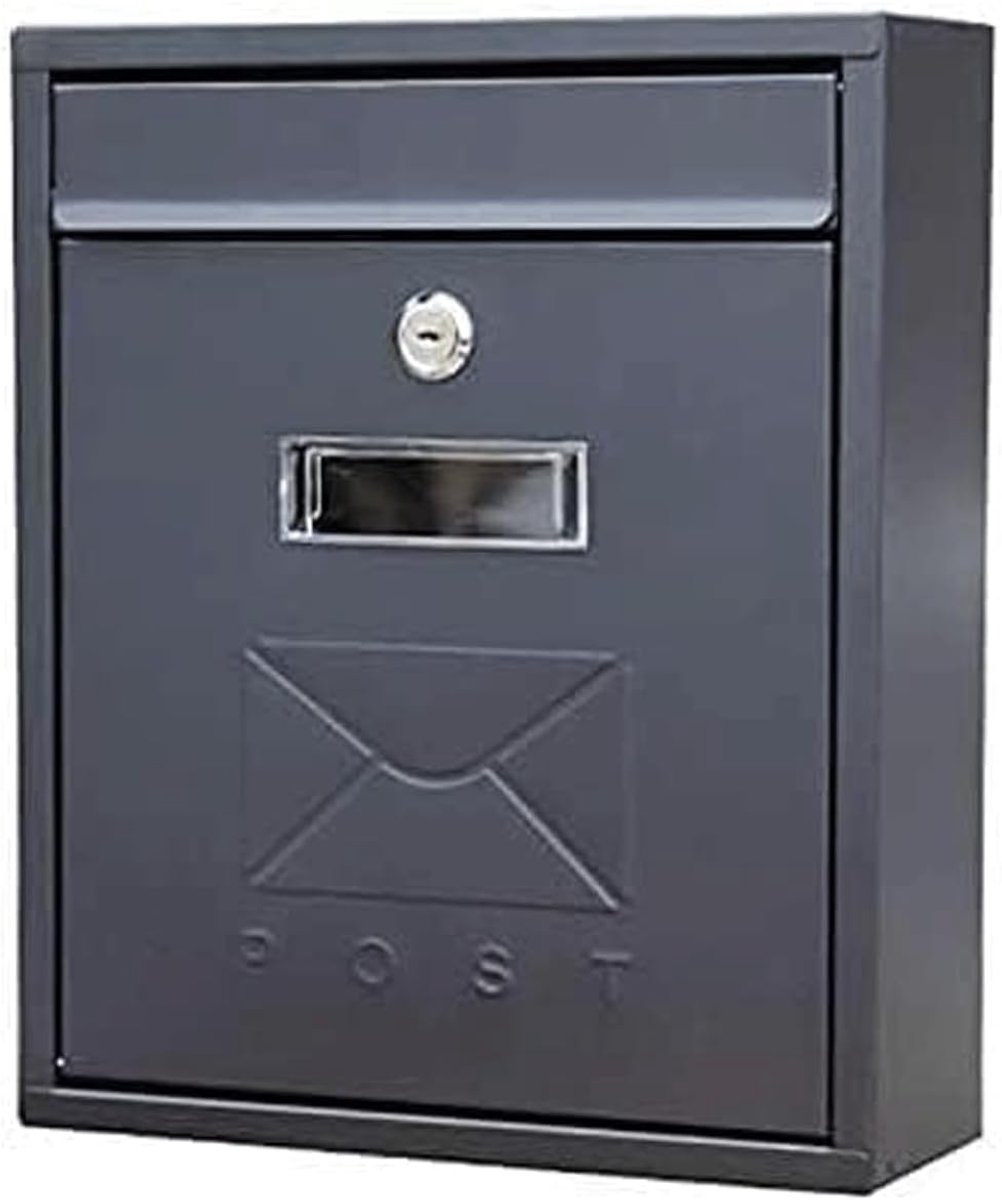 Brievenbus Muurmontage - Buitenbus Post - Post Ontvangen - Gegalvaniseerd Plaatstaal - 25x9.5x30 cm - Zwart