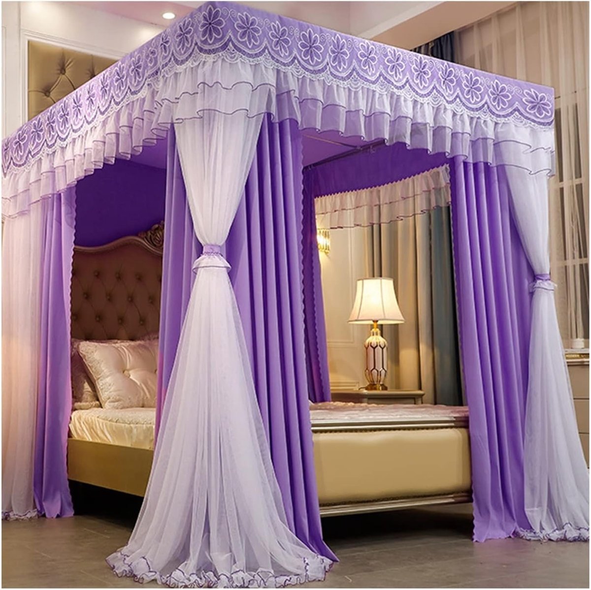 Bedhemel Klamboe - Nachthemel Bedgordijn - Slaapkamer Decoratie - 360 Graden Insectenwering - 200x220x200cm - Wit