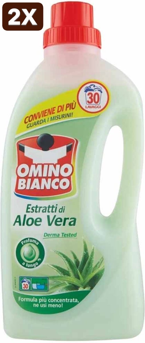 2 x Omino Bianco – Vloeibaar Wasmiddel – Aloë Vera – 1500 ml - Wasmiddel - Aloë Vera - Zachte Was - Krachtige Reiniging - Vlekverwijdering