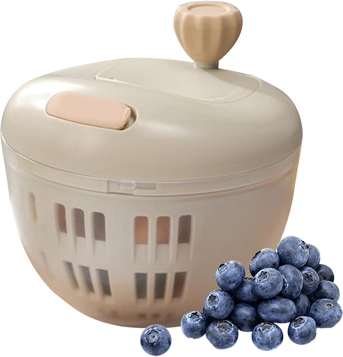 Saladecentrifuge - Groentereiniger Saladedroger - Verse Salades Maken - Tijdbesparend Centrifugeren - 800 ml - Grijs