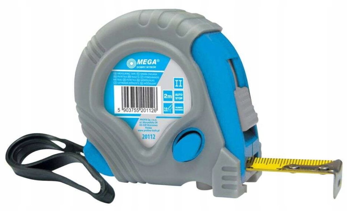 Profast MEGA - Rolmaat - 2m - Rubber Behuizing - Drie Stopers