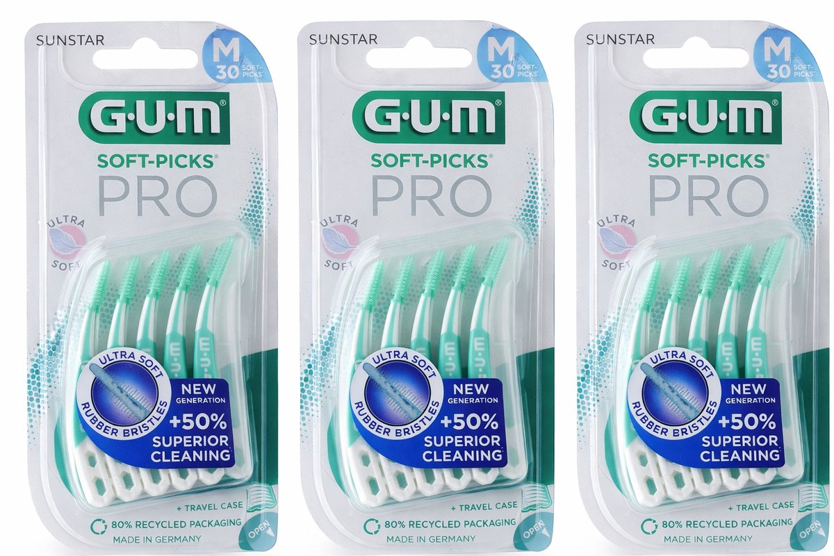 Bol.com 3x GUM Soft-Picks PRO Medium 30 stuks aanbieding