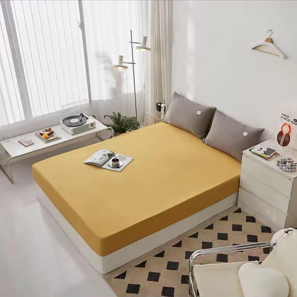 Hoeslaken Boxspring - Matrasbeschermer Topper - Bed Opmaken - Elastische Band - 120x200 cm - Geel