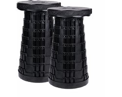 Opvouwbare kruk extra strong zwart per 2 - telescopische kruk - 250 kg - inklapbare kruk - draagbaar - kampeerstoel - opstapkrukje