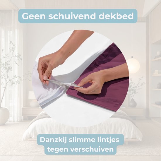 HUSH Living Dekbedovertrek - 100% katoen - 144TC - soepel en ademend - 240x220+20cm - 2 x 60x70cm kussenslopen - bordeaux — afbeelding 4