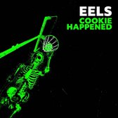 Neon groene skelet klimt naar een basketbalring met 'EELS COOKIE HAPPENED' in neon groen.