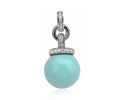 Zinzi zilveren parel hanger turquoise ZIH459T