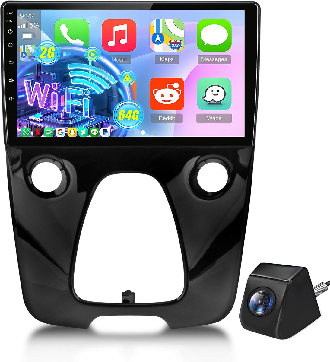 Cestovet Autoradio Geschikt voor Toyota Aygo Citroen C1/Peugeot 108 - Andriod 15 - Draadloze CarPlay & Andriod Auto -Bluetooth - GPS-navigatiesysteem - 10.1 HD TouchScreen - WiFi & FM & RDS & Subwooferkabel & DSP, 2GB+64GB - Achteruitrijcamera