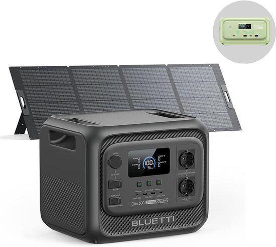 BLUETTI Elite 300 3014.4Wh- 2400W- Duurzame energie - met 350W PV350 Zonnepaneel - met Elite 10 - Draagbare Accu LFP- voor Camping,Thuis Noodstroom