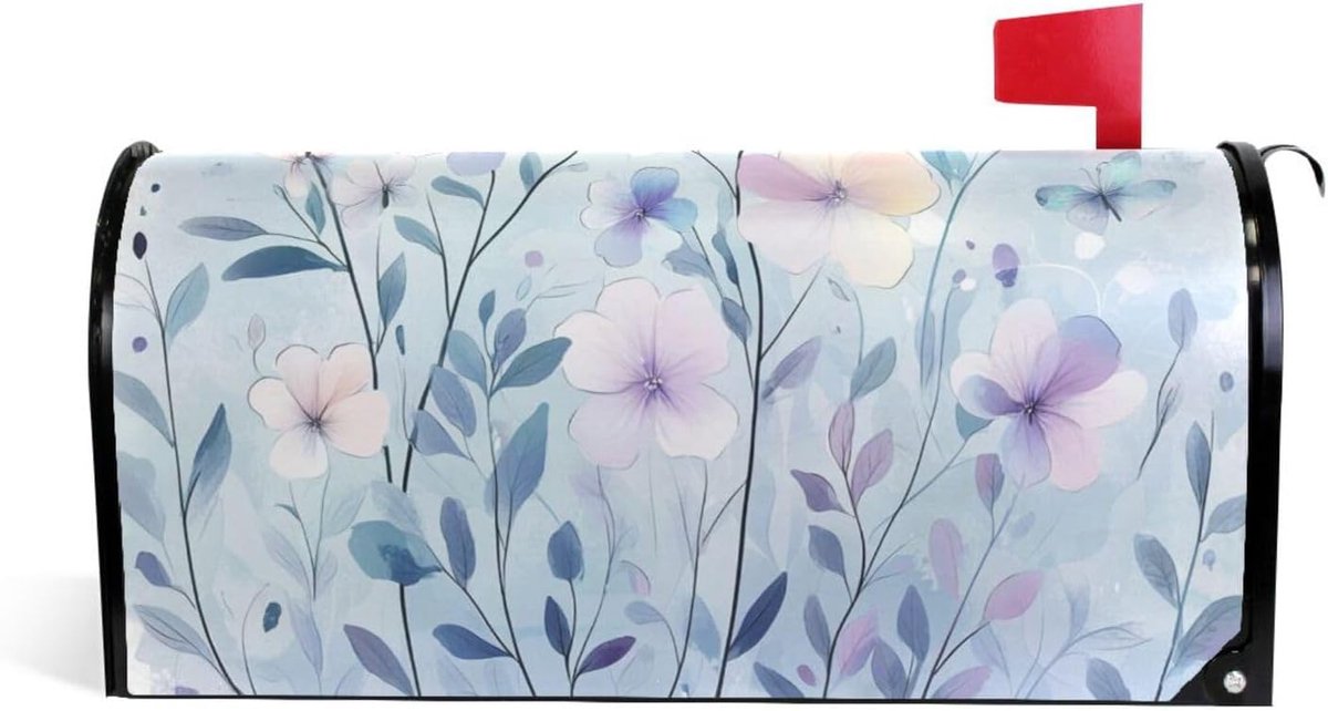 Brievenbus Decoratie - Brievenbushoes Magnetisch - Tuin Aankleden - Eenvoudige Montage - Standaard Maat - Blauwe Bloem