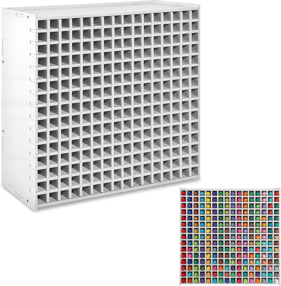 Marker organizer - Houder met 240 vakjes en verstelbare tussenschotten - Opbergrek voor markers voor op je bureau - Thuis, kantoor, hobbykamer en klaslokaal