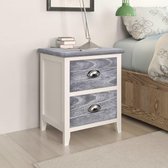 vidaXL Table de chevet - Bois - Grijs et blanc - 38 x 28 x 45 cm - Avec 2 tiroirs - Armoire