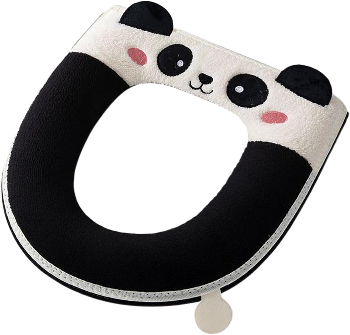 Toiletbril Kussen - Panda Pluche Pad - Winter Comfort - Dichte Breistructuur - 40x35 cm - Zwart
