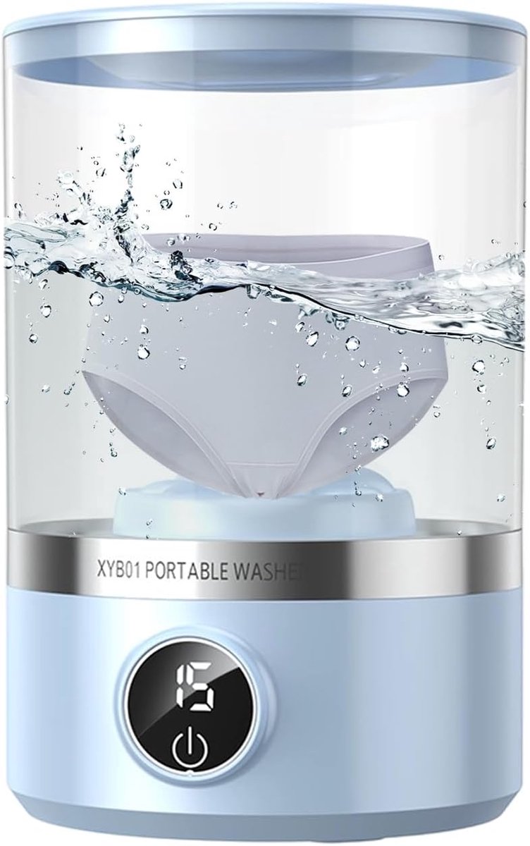 Mini Wasmachine Draagbare Washer Ondergoed Wassen Stille Werking 1.7L Blauw