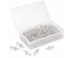 Punaises voor Prikbord - 100 Stuks Transparante Pushpins - Doorzichtige Prikbordpinnen met Opbergdoos - voor Kurkbord, Memobord, Foto’s en Notities - Kantoor en Thuis