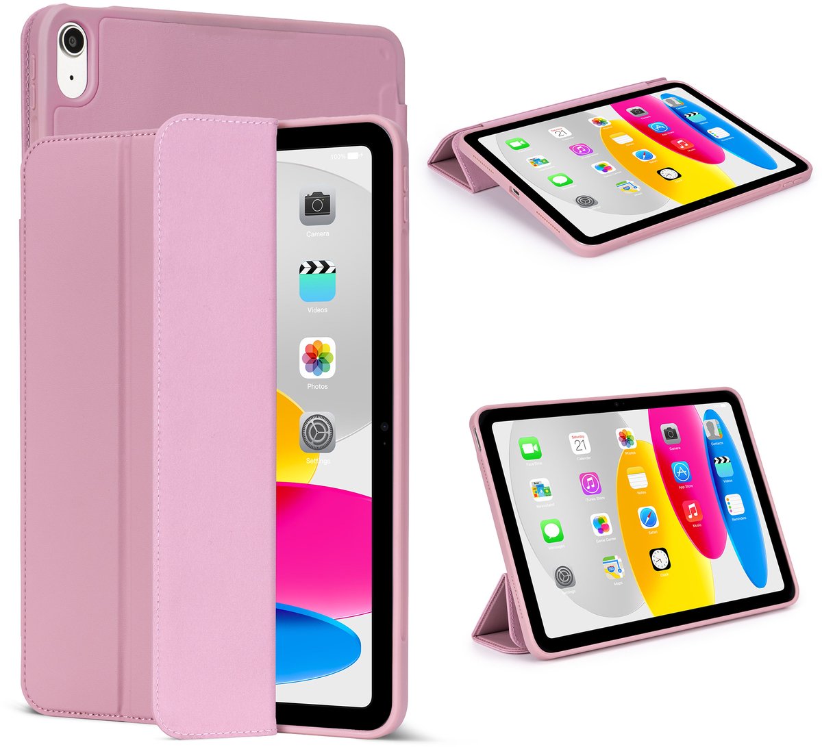 DECODED Siliconen Slim Case voor iPad 10e Generatie 10,9 Inch - iPad Hoes - Beschermhoes met Standfunctie, Auto Wake/Sleep, Apple Pencil Compatibel en Magneetsluiting - Roze