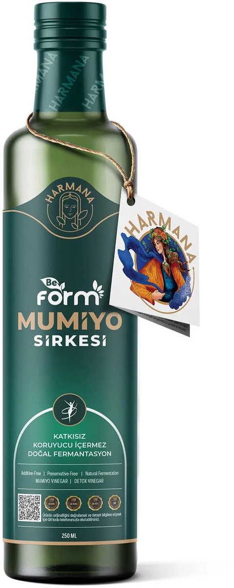 Harmana BeForm Mumiyo Sirkesi 250 ml - Natuurlijk Gefermenteerde Mumiyo Azijn - Zonder Toevoegingen - Drinkazijn met Abrikoos en Kruiden