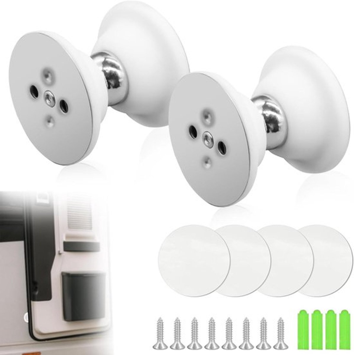 Inovra Plus - Magnetische deurstopper 2 stuks voor camper en boot - Wit magnetische
