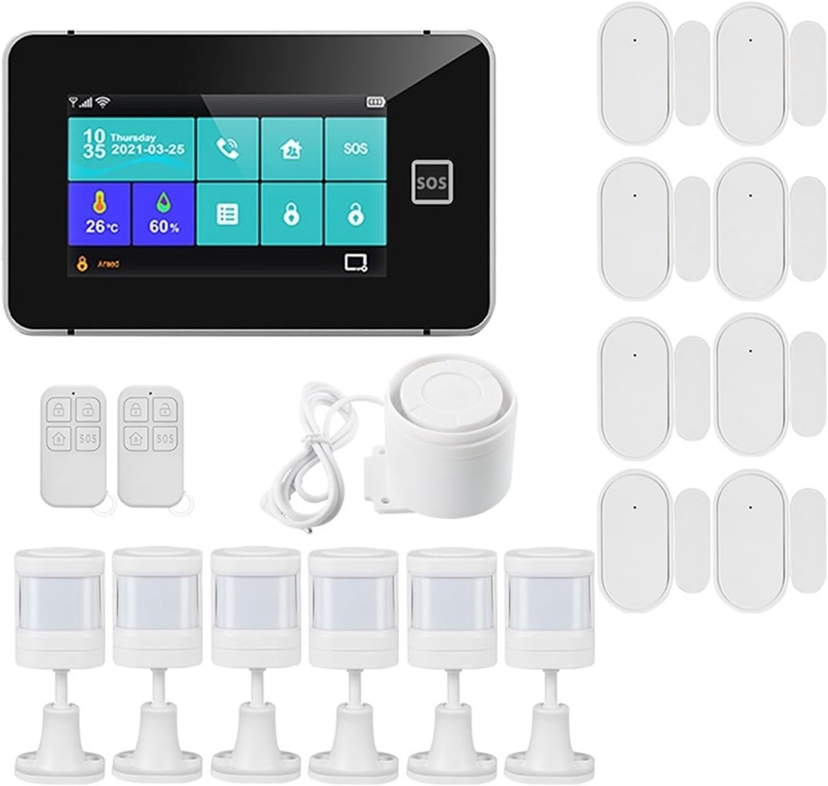 Alarmsysteem - Beveiligingssysteem - Huis Beveiligen - Touchscreen Bediening - 25x15x15 cm - Zwart