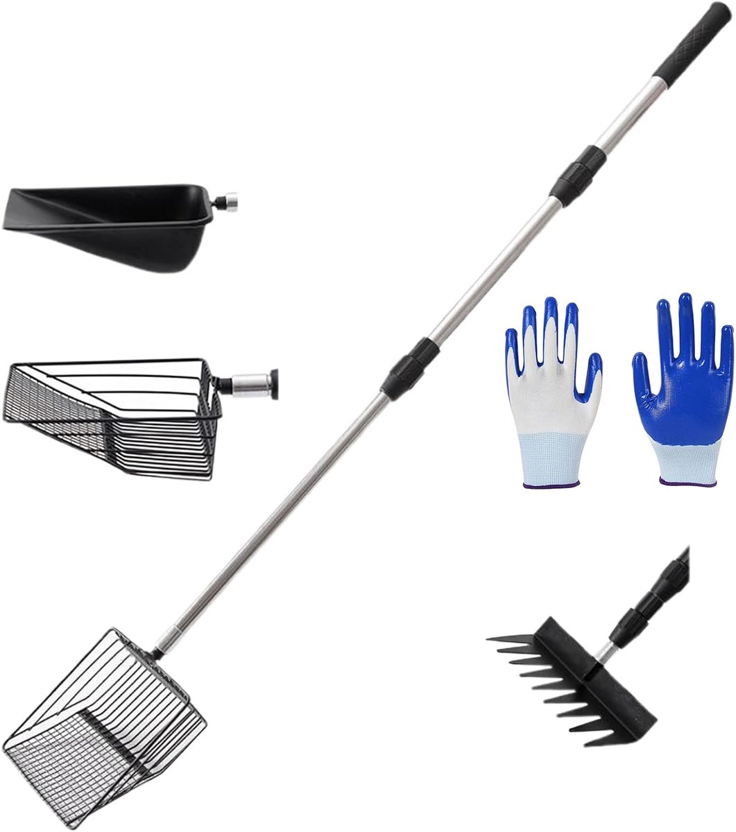 Uittrekbare Schep - Reinigingsgereedschap - Dierenverblijf Onderhoud - Ergonomische Telescoop - 44 x 9 x 16 cm - Meerkleurig