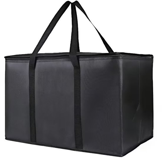 Isolerende Koeltas- Zwart - Maat M - Groot & Opvouwbaar - Met Rits & Handvatten - Voor Boodschappen, Kamperen, Reizen, Picknick van Vrients Essentials — afbeelding 3