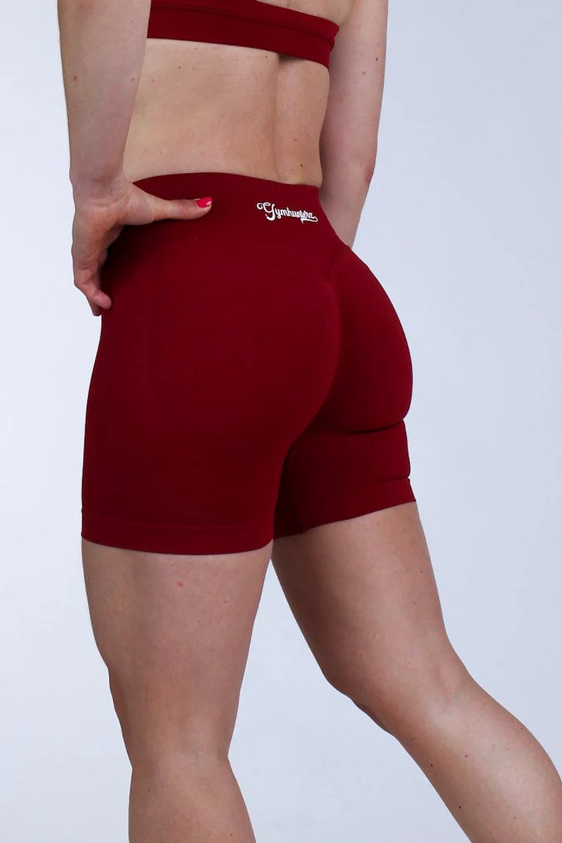 Gymhunterz Sport Short - Scrunch Short Dames - Sportbroek - High Waist - Kleur Bordeaux - Maat L