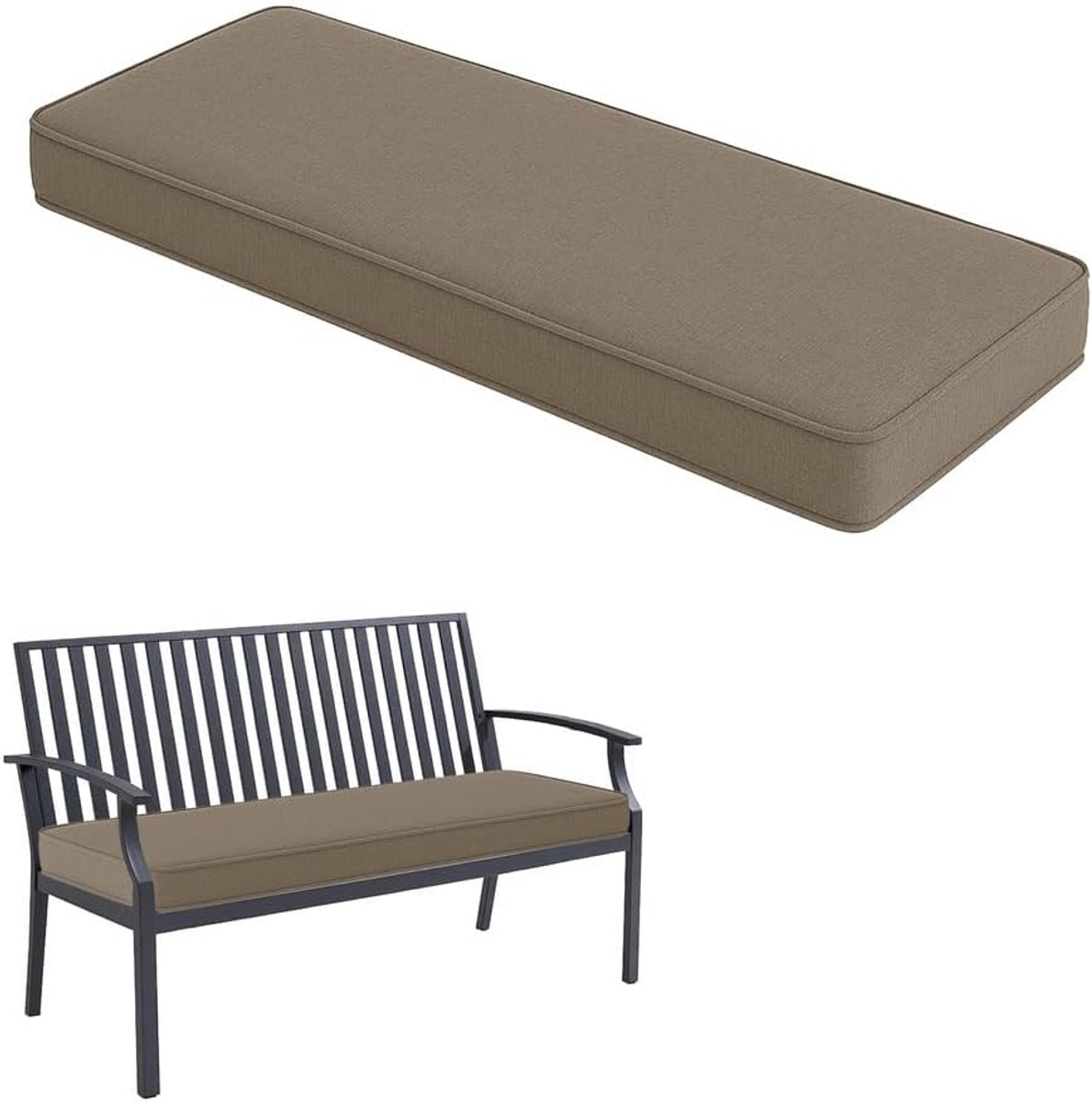 Tuinbankkussen - Zitkussen Buiten - Buiten Ontspannen - Antislip Onderkant - 200x40x5 cm - Zwart Koffie