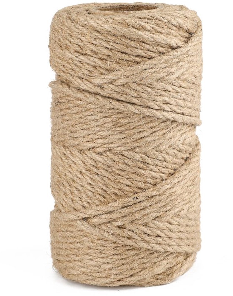 Jute touw natuurlijk bruin 50 meter sterk