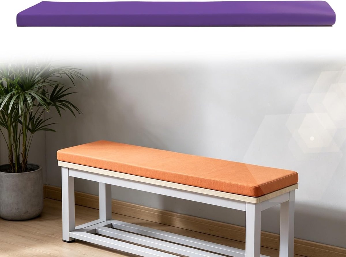 Bankkussen Buiten Binnen - Zitkussen Tuinkussen - Comfortabel Zitten - Afneembare Hoes - 180x60x5CM - Paars