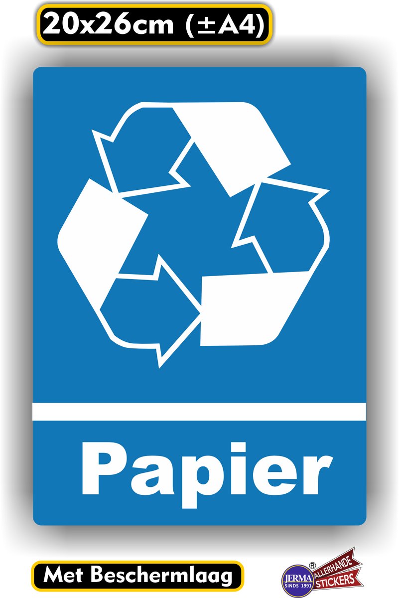 Jerma - Papier - Recycling - Sticker - 20 x 26 cm – Vinyl - Zelfklevend - Weerbestendig - Krasvrij