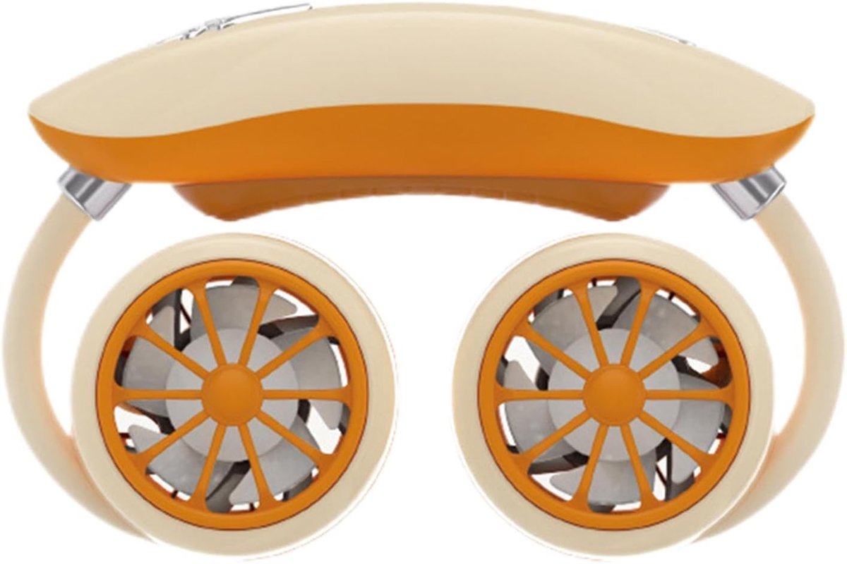 Nekventilator Draagbaar - Persoonlijke Ventilator - Vrijehanden Koeling - Stille Dubbele Koppen - 195 cm Hoog - Oranje