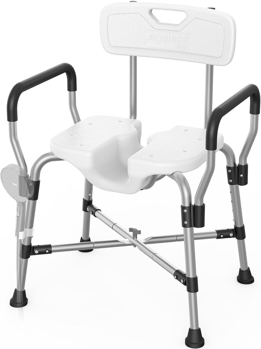 Douchestoel - Aluminium - Hoogte Verstelbaar - Antislip - Voor Ouderen en Gehandicapten