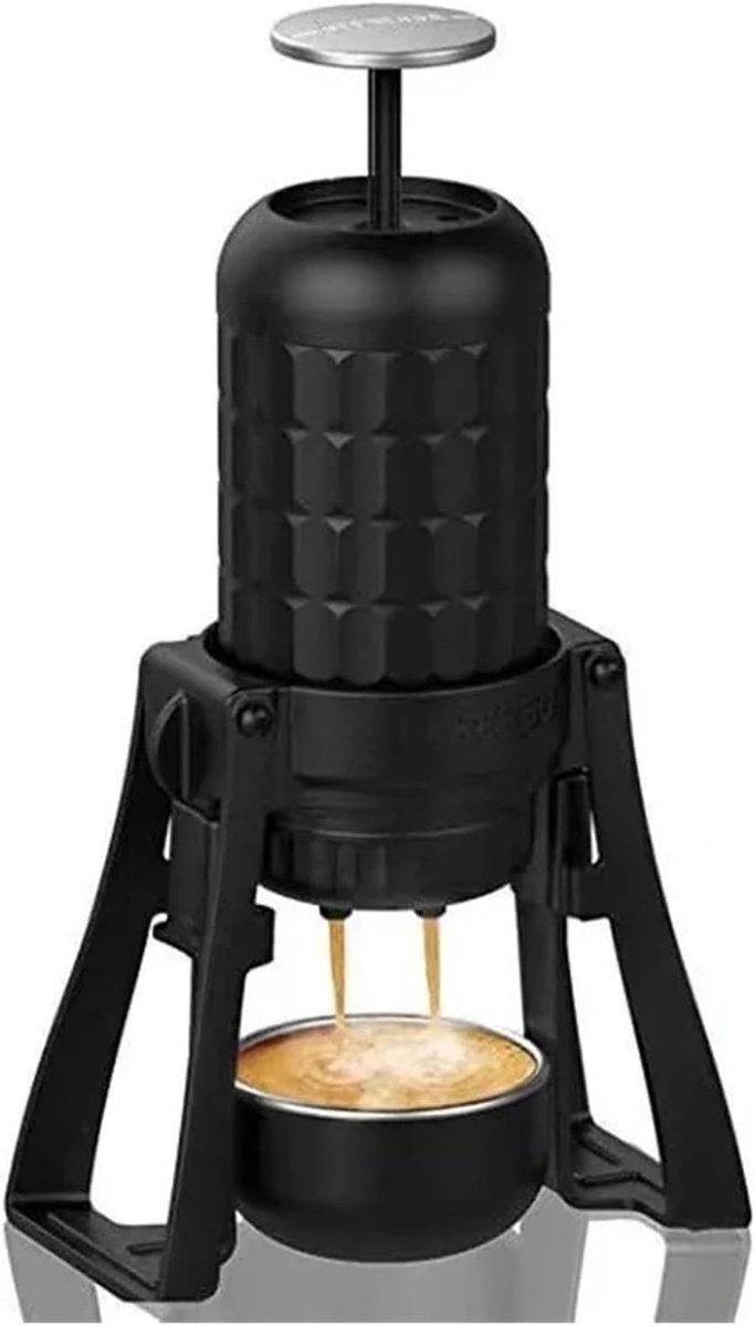 Draagbare Koffiezetapparaat Handpers Espresso Koffie Maken Buiten 15-20 Bar Druk 23 cm Zwart