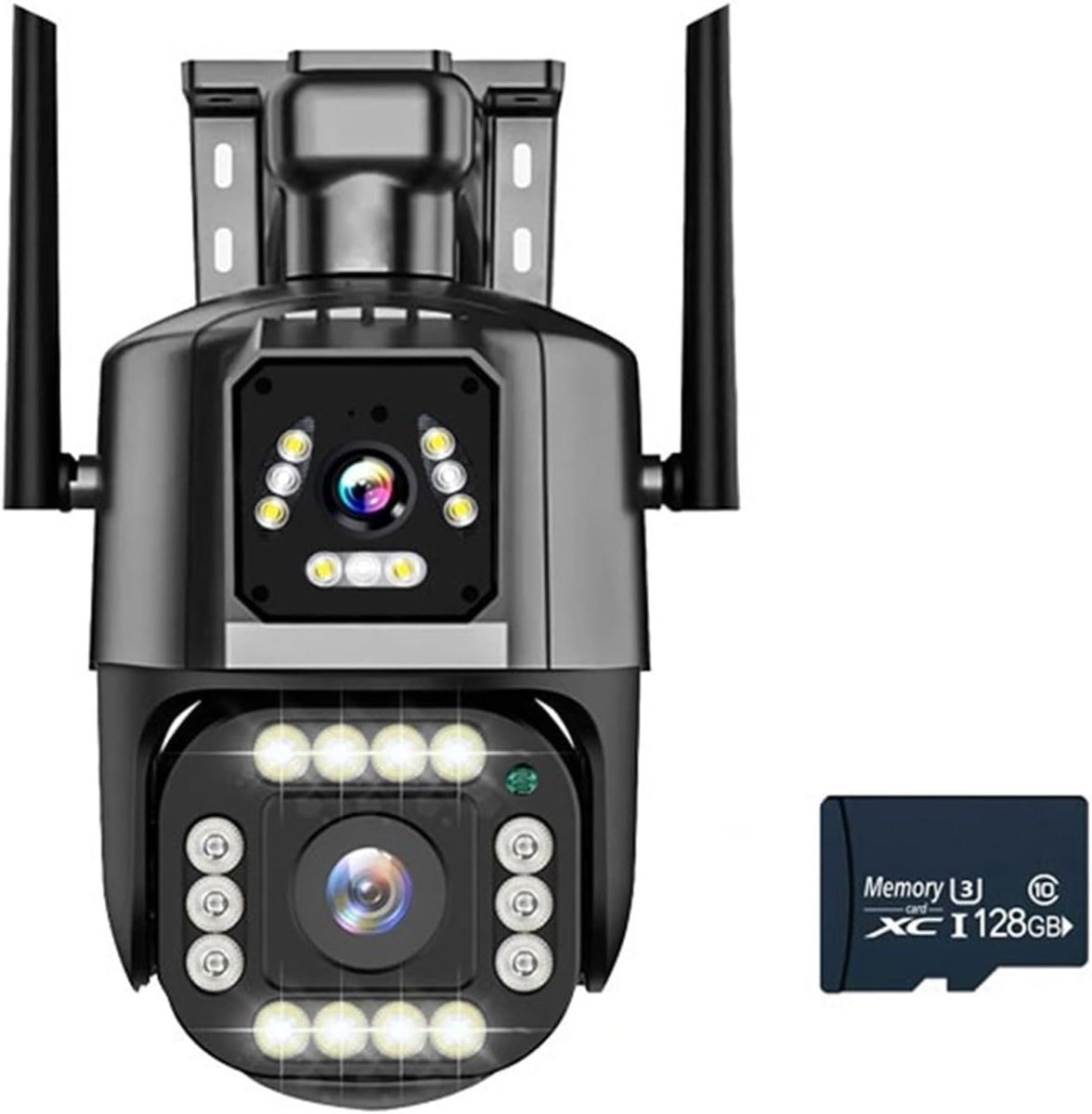 4K Dubbele Lens Camera - IP Camera Beveiliging - Thuisbewaking Buiten - Dubbele Schermen Nachtzicht - 4MP - Zwart