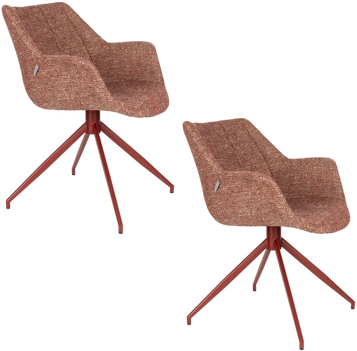 Zuiver Doulton Eetkamerstoelen Armleuning Terra/ Rood - Set van 2