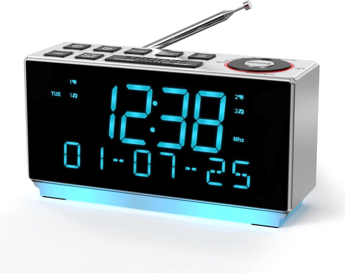 FM-radiowekker - Zwart - Bluetooth Verbinding - Dimbaar Display - Voor Thuisgebruik