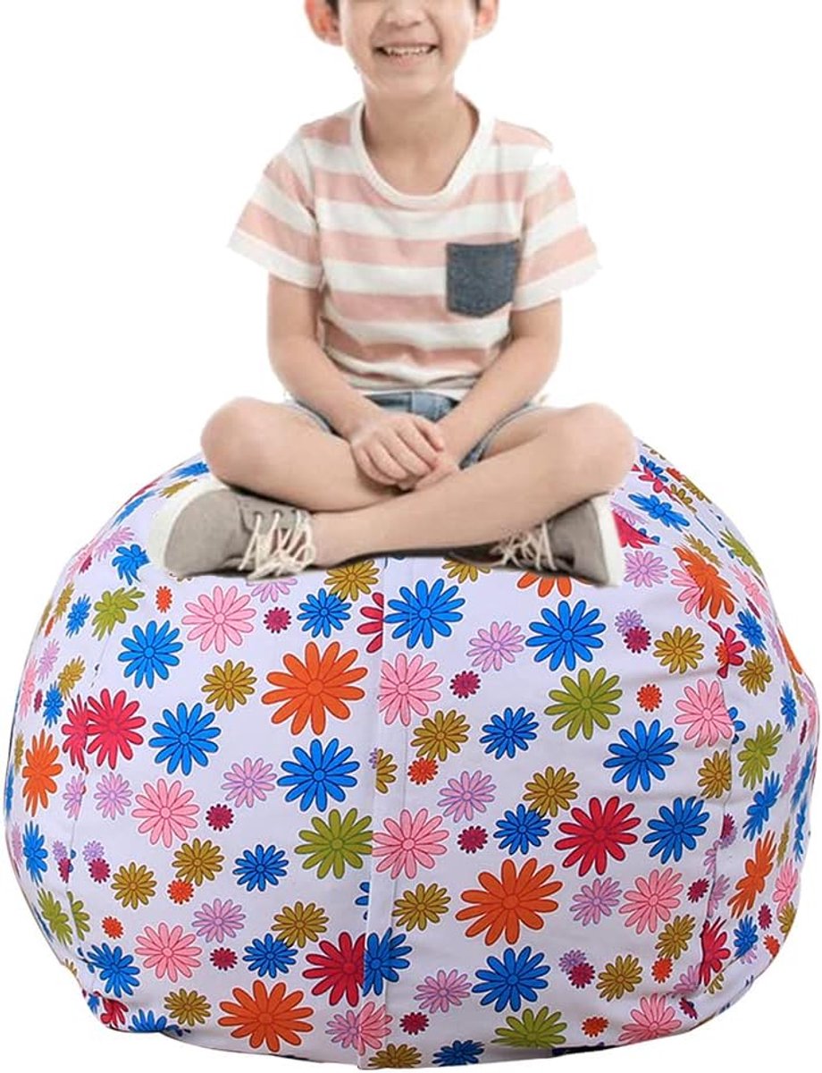 Speelgoed Opbergtas Zitzak - Knuffel Opslag Stoelhoes - Kinderkamer Opruimen - 2-in-1 Opslag Stoel - 32 inch - Madeliefje