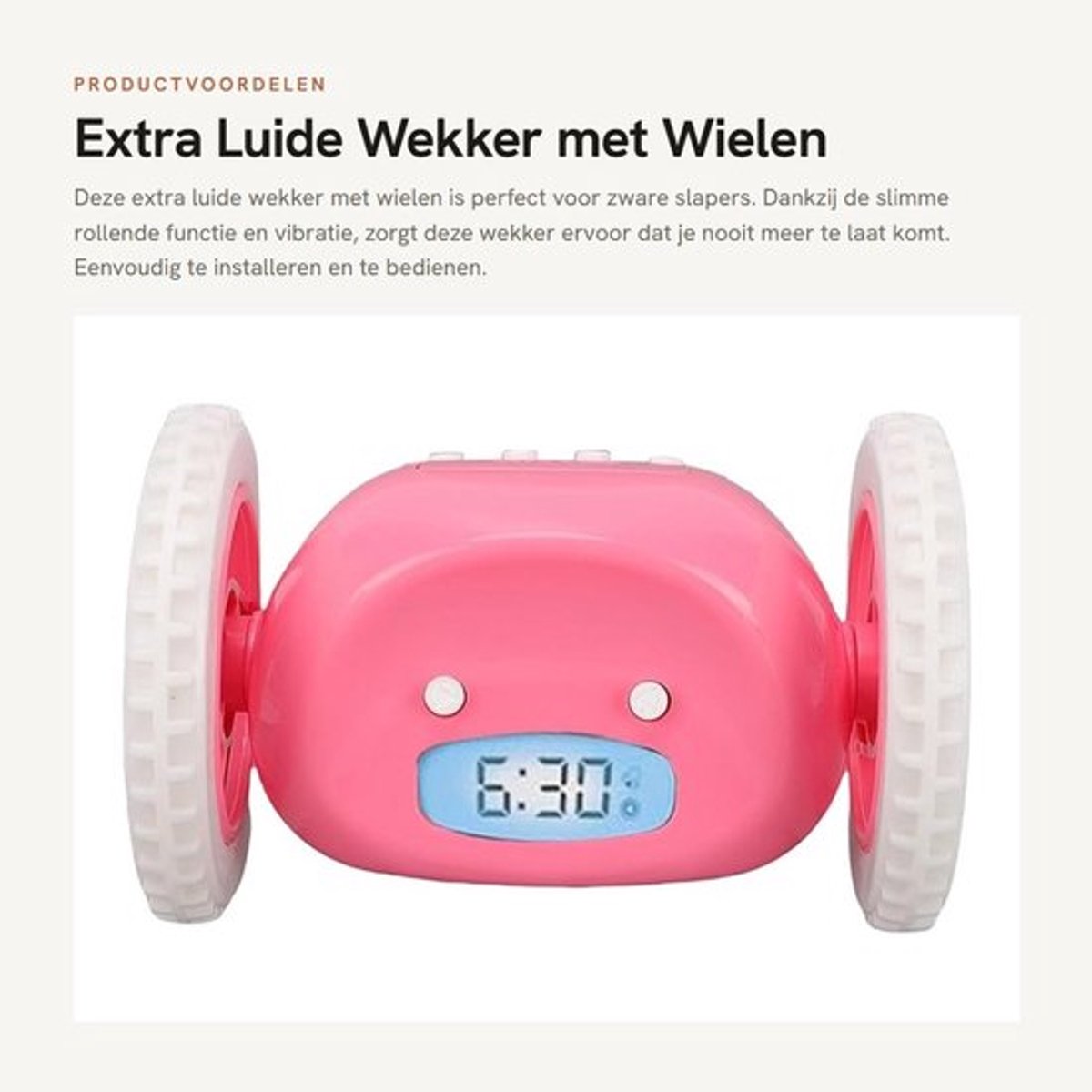 Digitale wekker met extra luid rollende snooze-klok