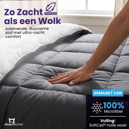 Slaapspeciaal All year dekbed enkel - eazydekbed ® Series Grijs/Antraciet - Dekbed zonder overtrek - 240x220 cm - 30 dagen proefslapen - Hoesloos dekbed - Bedrukt dekbed zonder overtrek - Dekbed in kleur - Gekleurd dekbed - Lits Jumeaux Dekbed van eazydekbed® — afbeelding 3