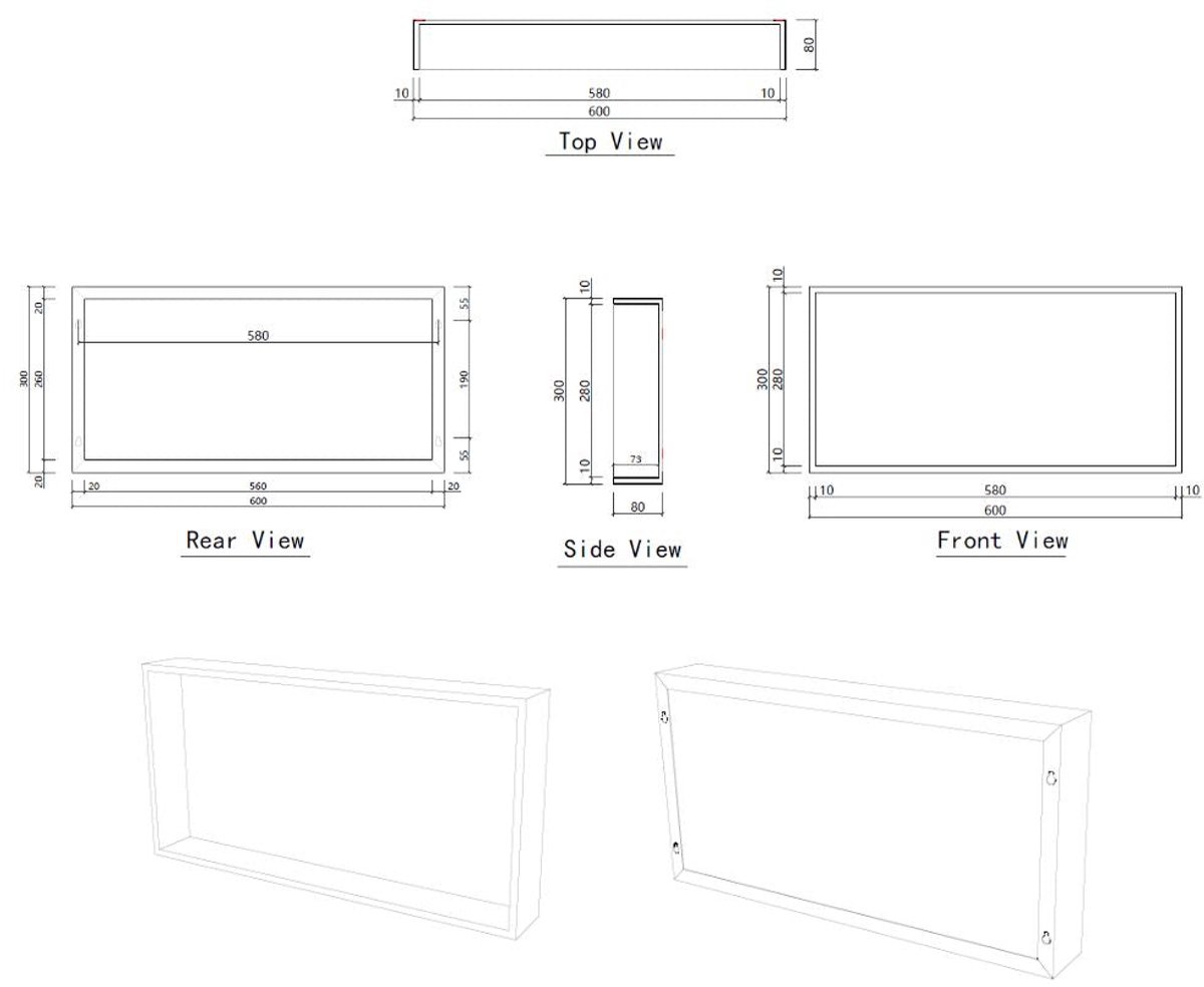 Badkamer opbouwnis 60x30x8cm Sanitado Flack Bandy in mat zwart