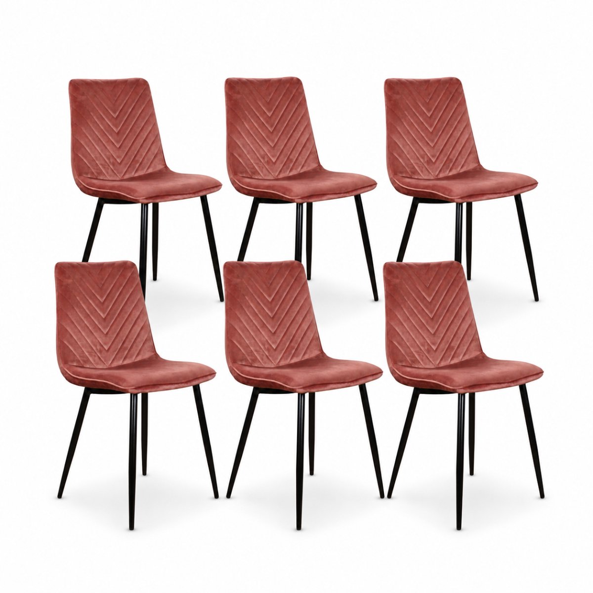 DS4U® - Gaby eetkamerstoel - Set van 6 - Roze - Velvet