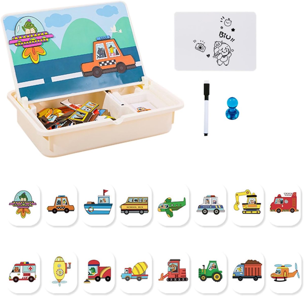 Magnetische Puzzelbox - Creatieve Reisgames - Interactief Leren - Hand-Oog Coördinatie - 34 x 24.6 cm - C