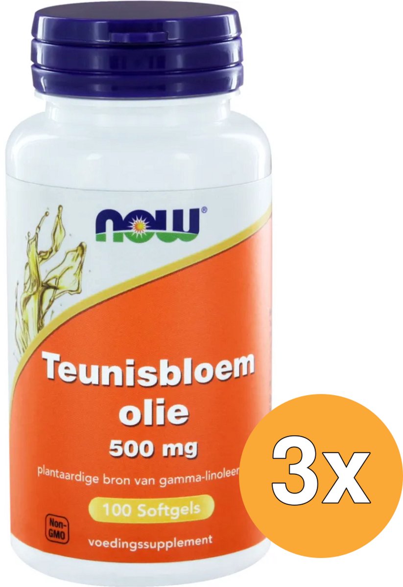 3x Now Teunisbloemolie 500 Mg (100 softgels)