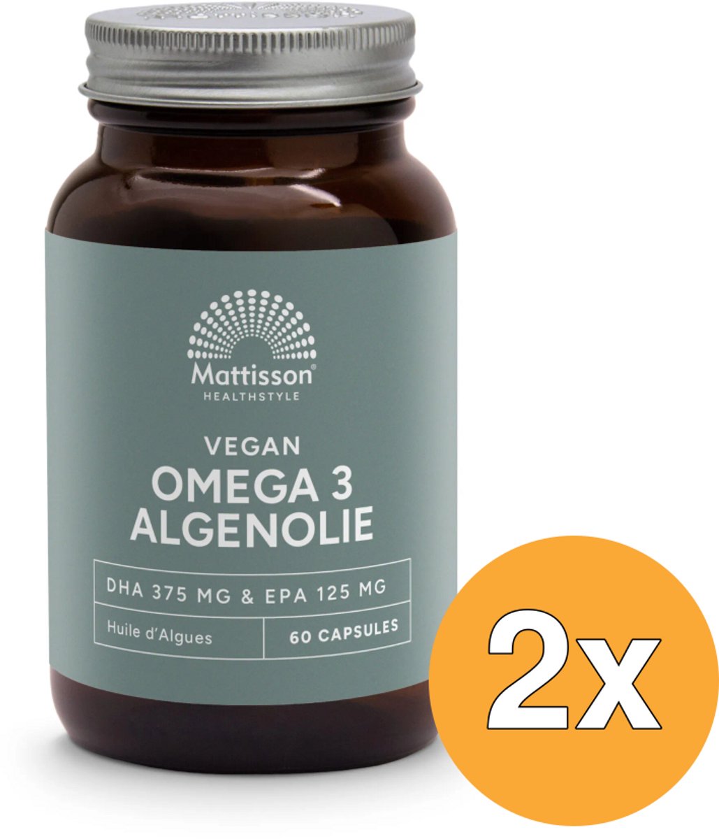 2x Mattisson Vegan Omega 3 Algenolie Dha 37 5Mg Epa 125Mg (60 softgels)