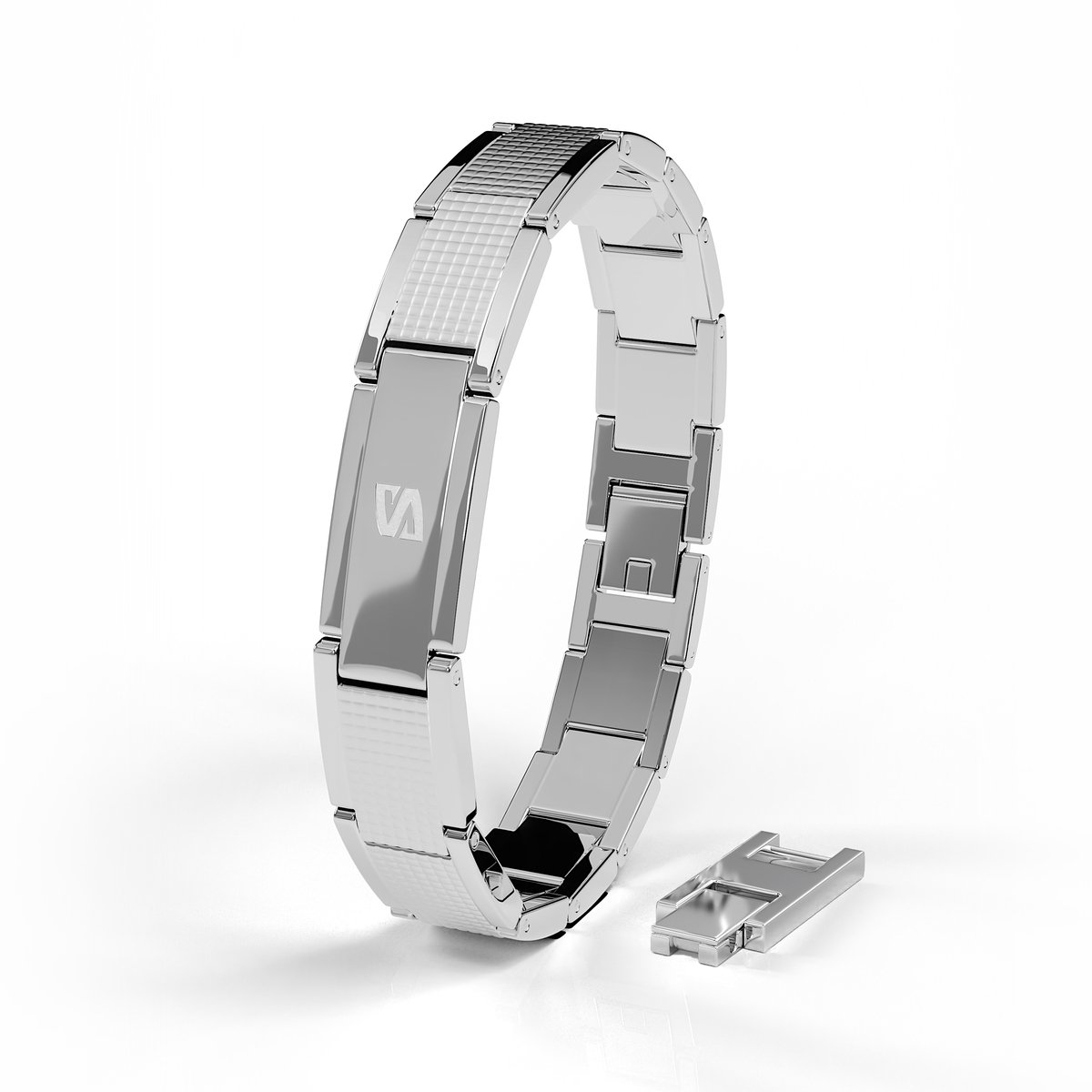 SERASAR | Premium roestvrijstalen armband voor heren [Impact] | 316L chirurgisch staal | Waterdicht | Veilige sluiting | Zilver, 20 cm | Inclusief sieradendoosje